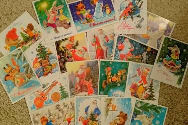 Выставка старых советских новогодних открыток